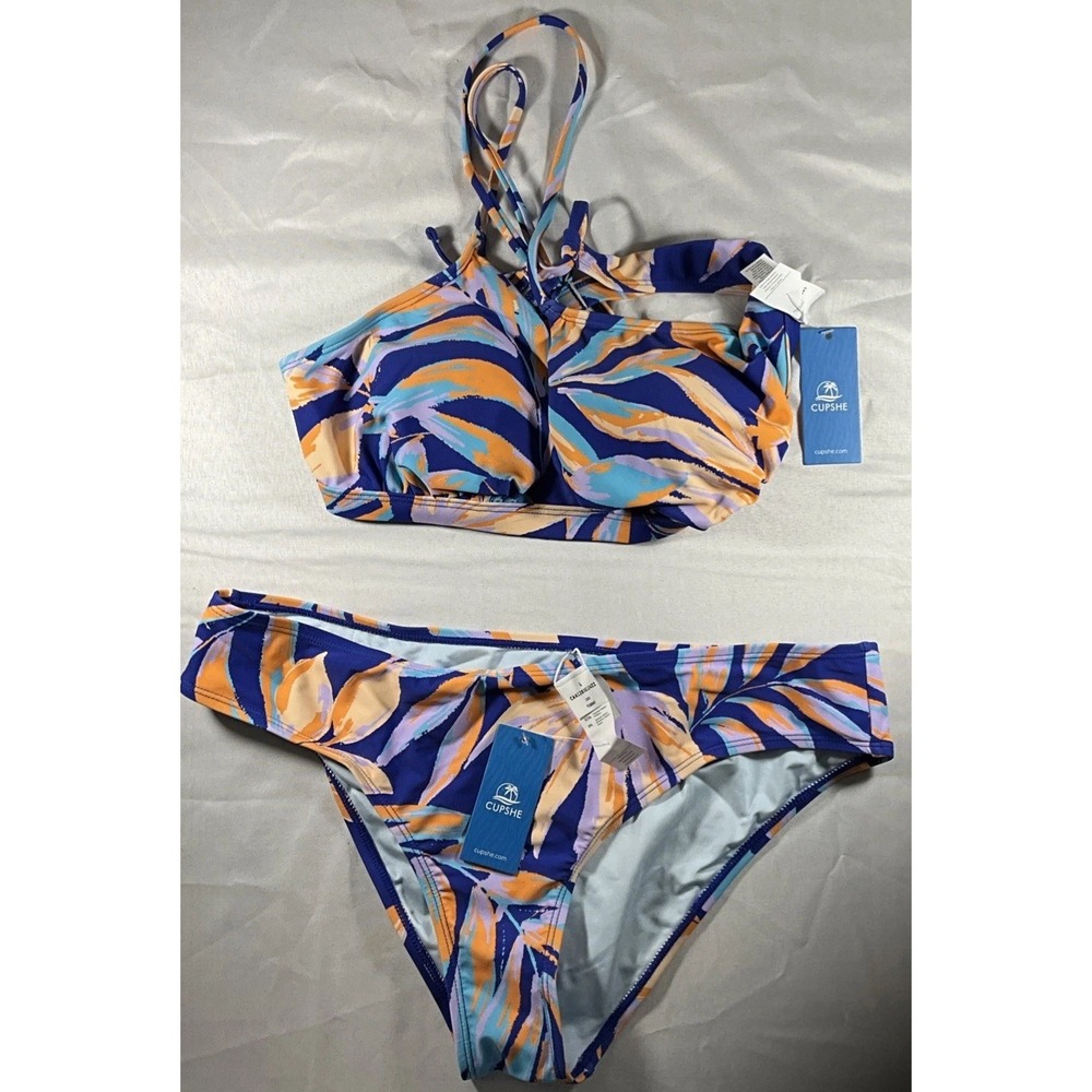 Cupshe Bikini Beach Large Bottom With XL Top Floral Colorful